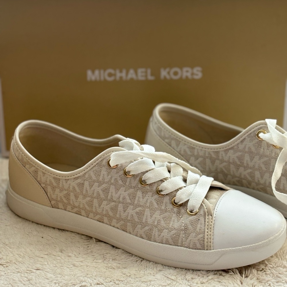 Michael Kors white and gold shoes